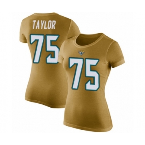 Football Women's Jacksonville Jaguars #75 Jawaan Taylor Gold Rush Pride Name & Number T-Shirt - Jersey