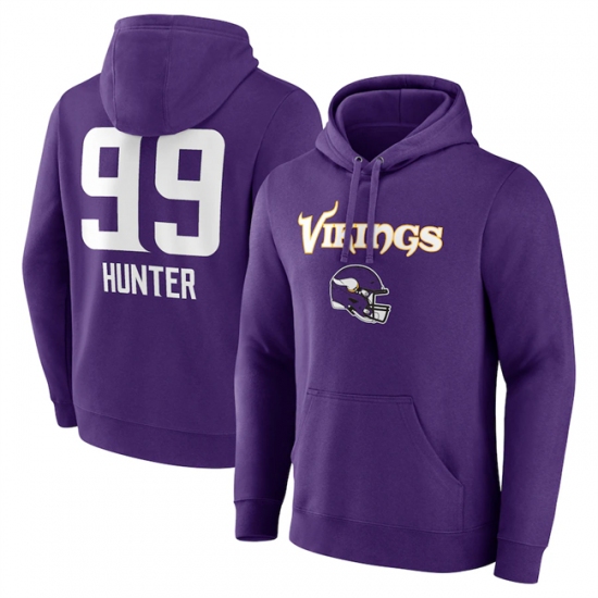Men's Minnesota Vikings #99 Danielle Hunter Purple Team Wordmark Player Name & Number Pullover Hoodie - Jersey