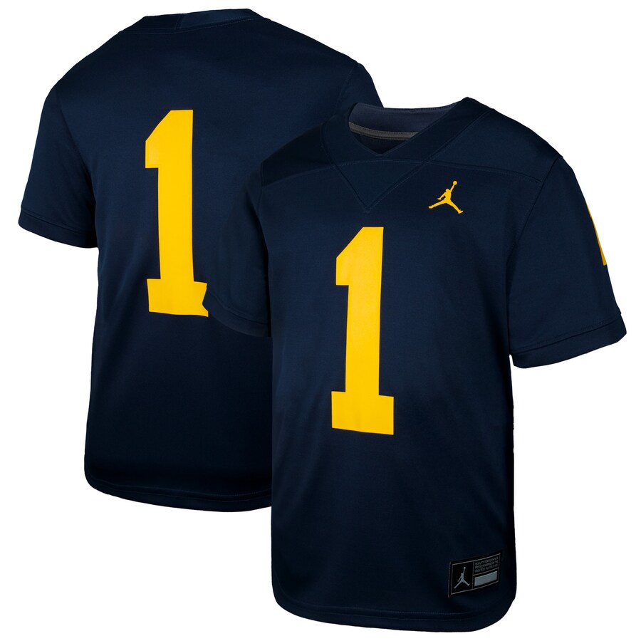 Youth Jordan Brand #1 Navy Michigan Wolverines  Untouchable Replica Game Jersey - Jersey