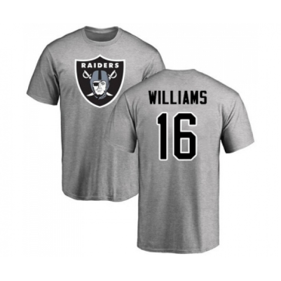 Football Oakland Raiders #16 Tyrell Williams Ash Name & Number Logo T-Shirt - Jersey