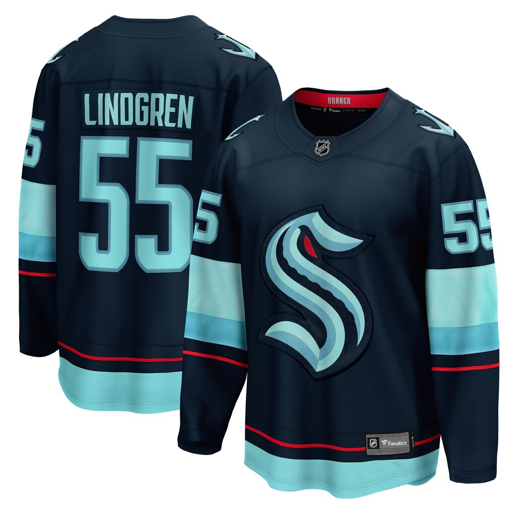 Men's Seattle Kraken Ryan Lindgren Fanatics Deep Sea Blue Home Breakaway Jersey - Jersey