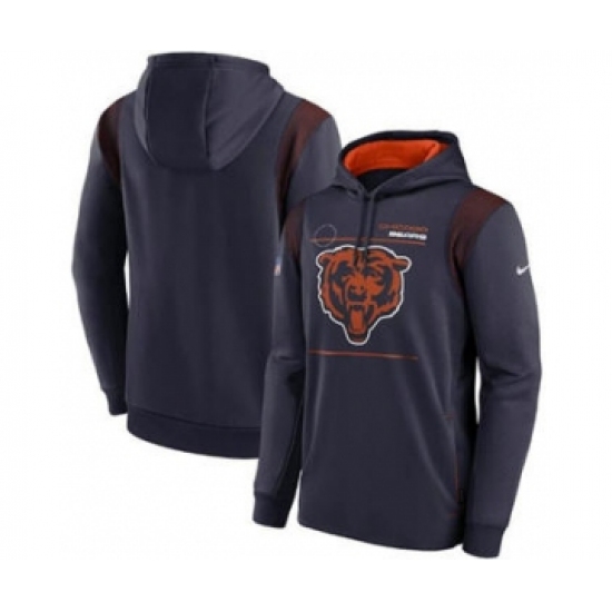 Men's Chicago Bears 2021 Navy Sideline Logo Performance Pullover Hoodie - Jersey