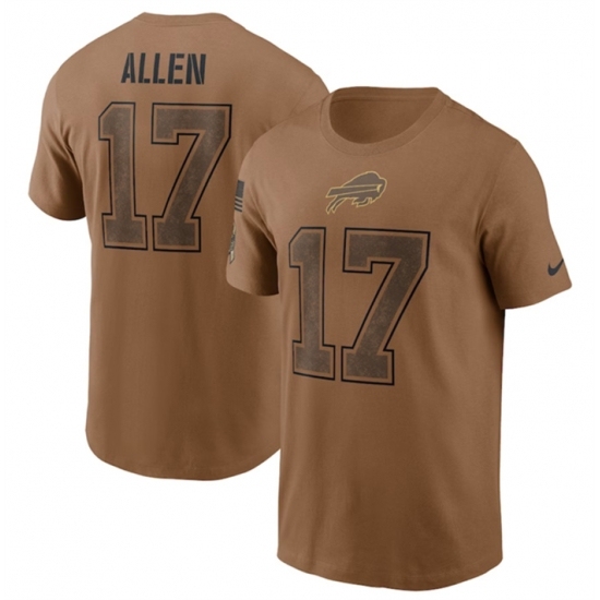 Men's Buffalo Bills #17 Josh Allen 2023 Brown Salute To Service T Shirt - Jersey