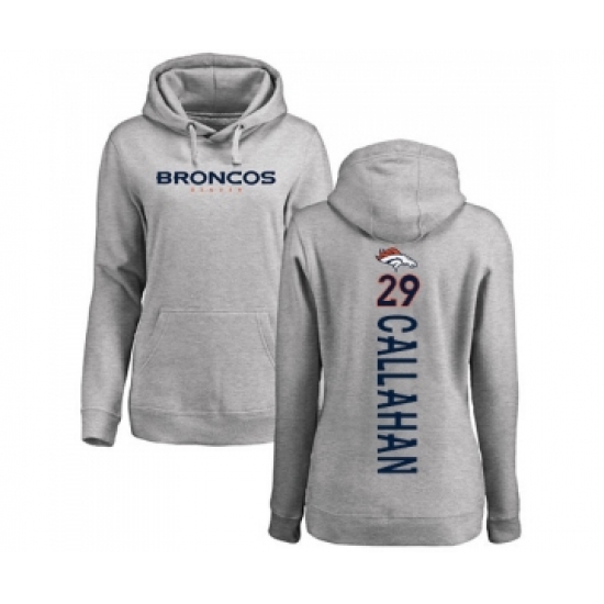 Football Women's Denver Broncos #29 Bryce Callahan Ash Backer Pullover Hoodie - Jersey