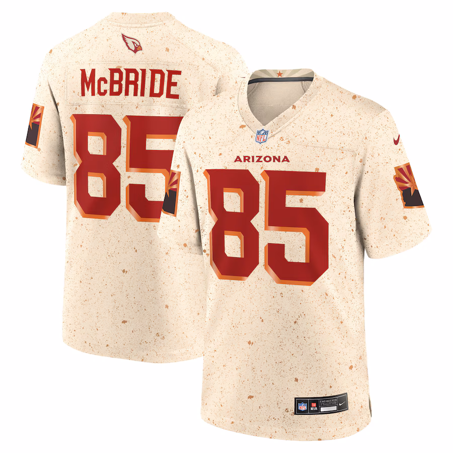Men's Arizona Cardinals Trey McBride Nike Natural 2025 Rivalries Collection Game Jersey - Jersey
