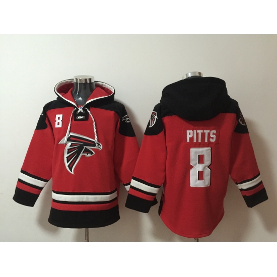 Men's Atlanta Falcons #8 Kyle Pitts Red Ageless Must-Have Lace-Up Pullover Hoodie - Jersey