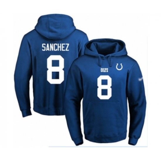 Football Men's Indianapolis Colts #8 Rigoberto Sanchez Royal Blue Name & Number Pullover Hoodie - Jersey