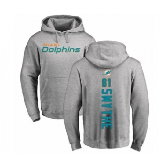 Football Miami Dolphins #81 Durham Smythe Ash Backer Pullover Hoodie - Jersey