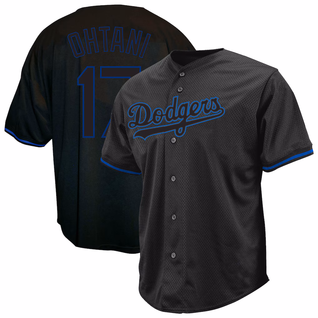 Men's Los Angeles Dodgers Shohei Ohtani Profile Black Big & Tall Pop Fashion Jersey - Jersey