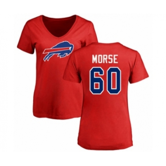 Football Women's Buffalo Bills #60 Mitch Morse Red Name & Number Logo T-Shirt - Jersey
