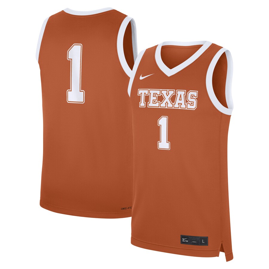 Men's Nike #1 Texas Orange Texas Longhorns Road Replica Jersey - Jersey