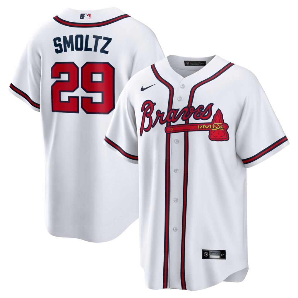 Men's Atlanta Braves John Smoltz Nike White Home Retired Player Replica Jersey - Jersey