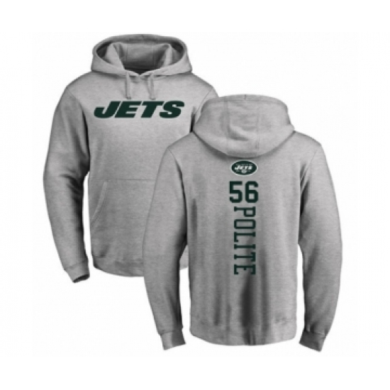 Football New York Jets #56 Jachai Polite Ash Backer Pullover Hoodie - Jersey