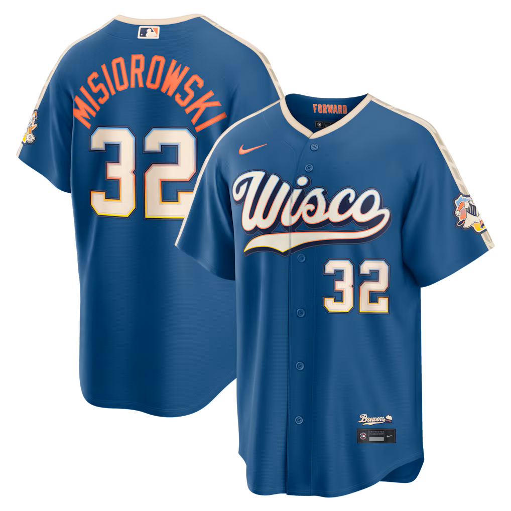 Men's Milwaukee Brewers Jacob Misiorowski Nike Mineral Blue 2026 City Connect Stadium Jersey - Jersey