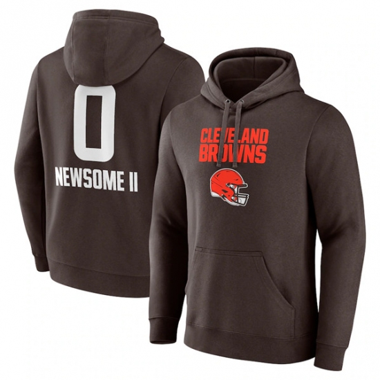 Men's Cleveland Browns #0 Greg Newsome II Brown Team Wordmark Player Name & Number Pullover Hoodie - Jersey