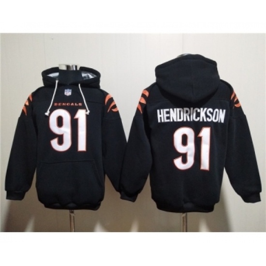 Men's Cincinnati Bengals #91 Trey Hendrickson Black Pullover Hoodie - Jersey
