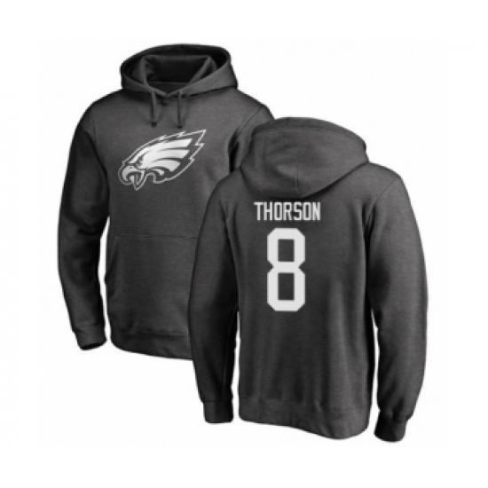 Philadelphia Eagles #8 Clayton Thorson Ash One Color Pullover Hoodie - Jersey
