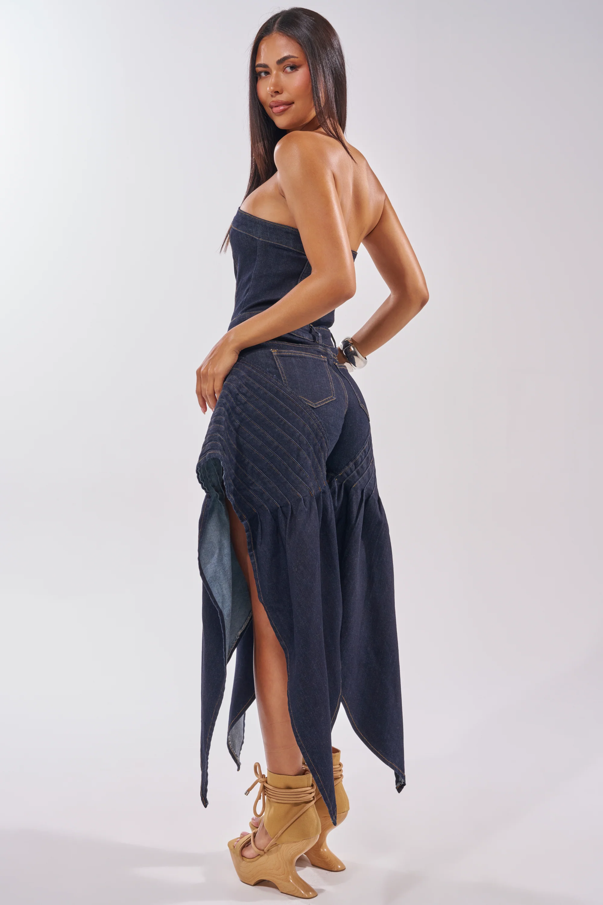 NO ONE LIKE ME DENIM ROMPER IN DARK BLUE DENIM - Akira Wear