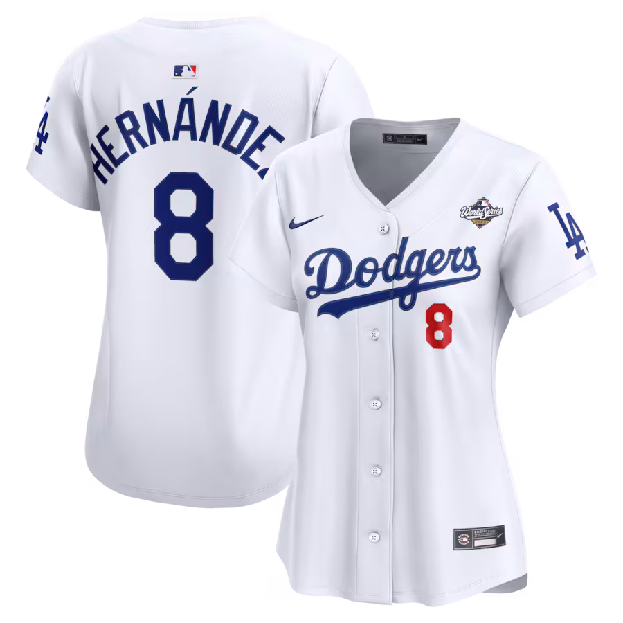 Women's Los Angeles Dodgers Enrique Hernández Nike White 2025 World Series Home Limited Jersey - Jersey
