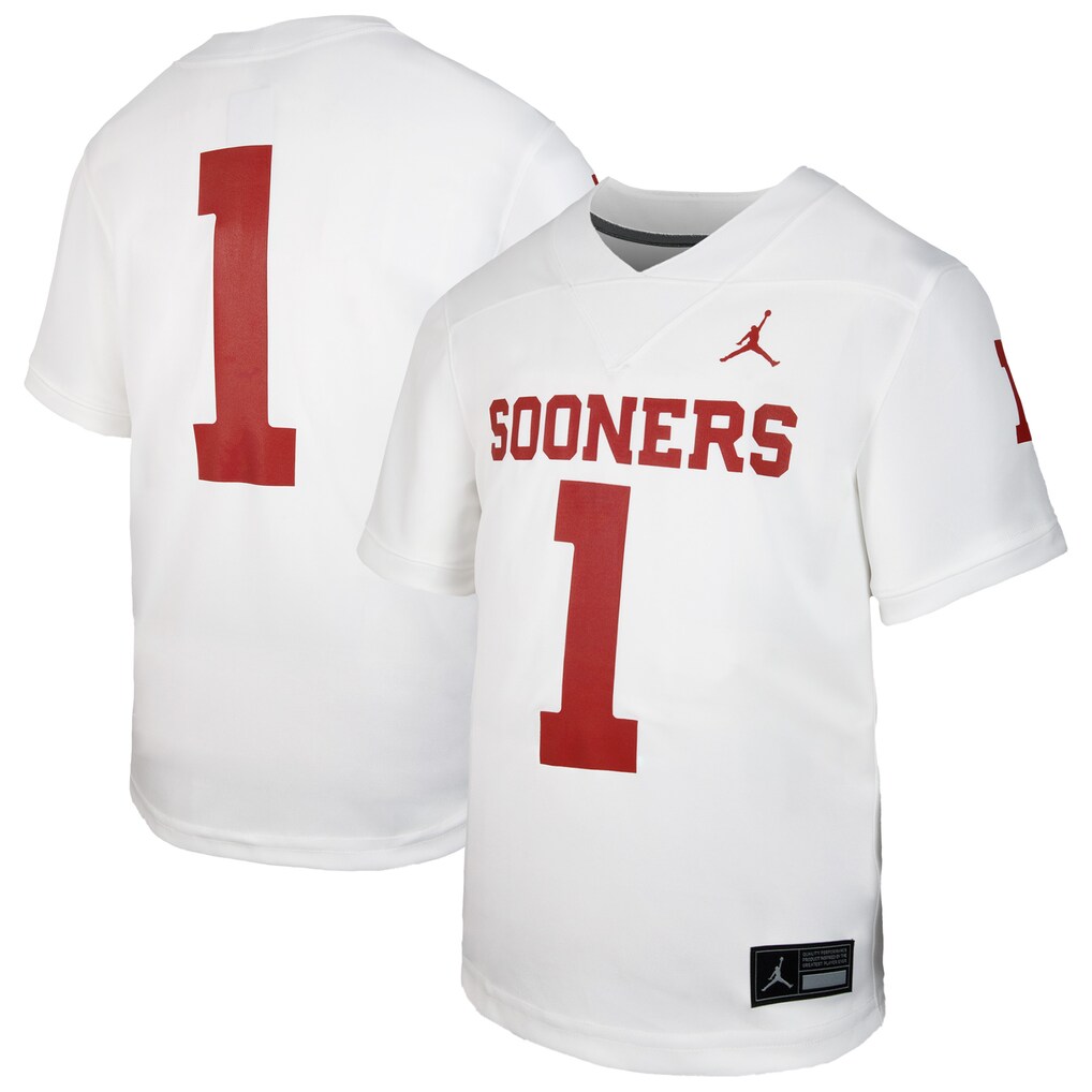 Youth Jordan Brand #1 White Oklahoma Sooners Untouchable Replica Game Jersey - Jersey
