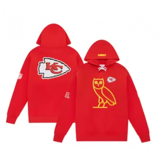 Men's Kansas City Chiefs OVO x NFL Red OG Owl Pullover Hoodie - Jersey