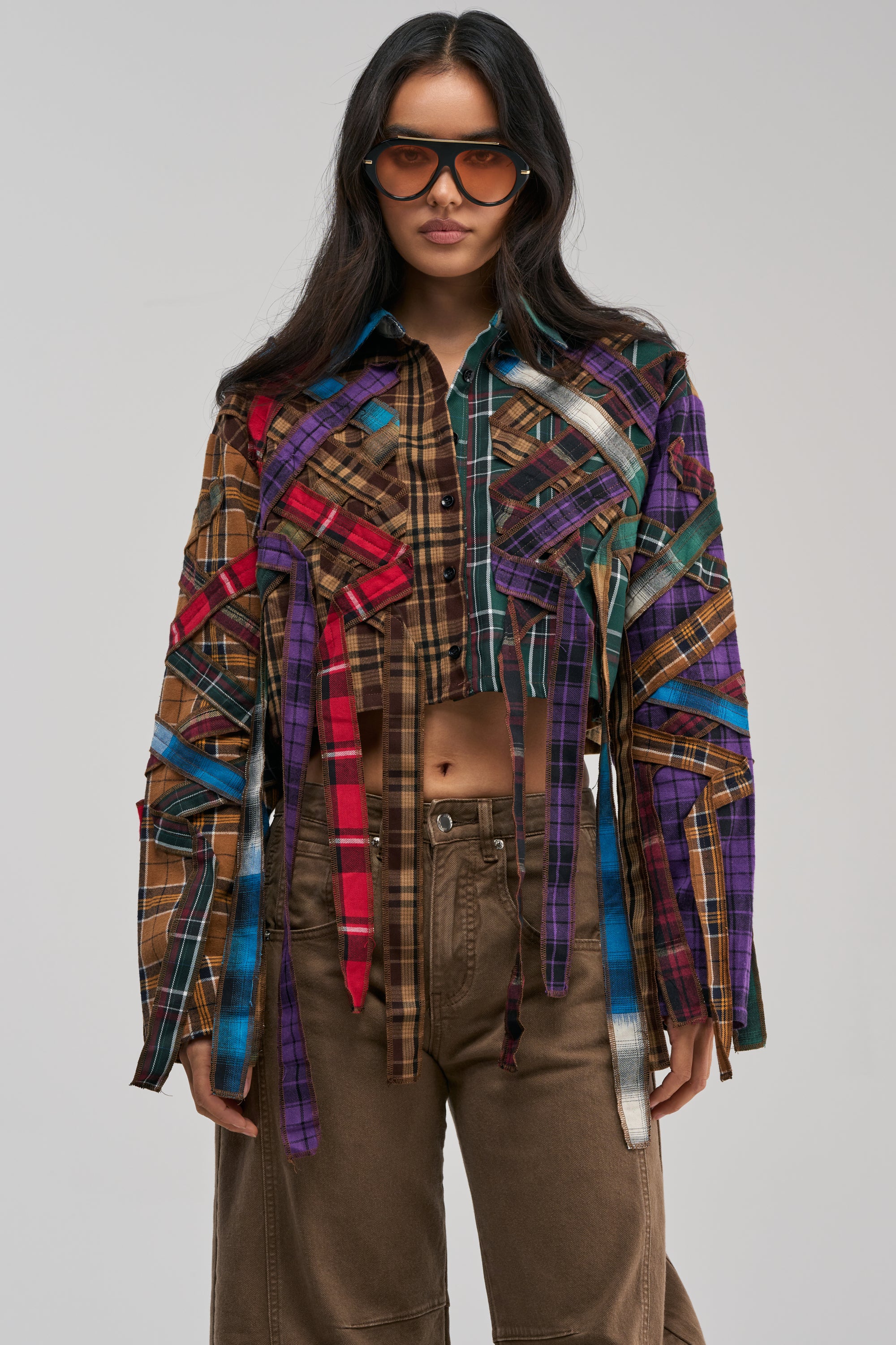 CRAZY FEELING MIXED PLAID BUTTON DOWN - Akira Wear
