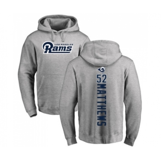 Football Los Angeles Rams #52 Clay Matthews Ash Backer Pullover Hoodie - Jersey