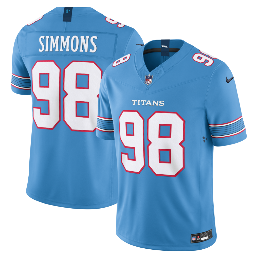 Men's Tennessee Titans Jeffery Simmons Nike Light Blue Vapor F.U.S.E. Sewn Down Limited Jersey - Jersey