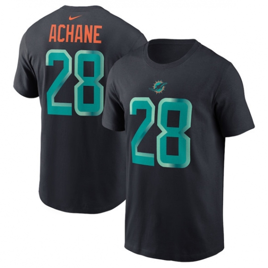 Men's Miami Dolphins #28 De’Von Achane Black 2025 Rivalries Collection Player Name & Number T-Shirt - Jersey