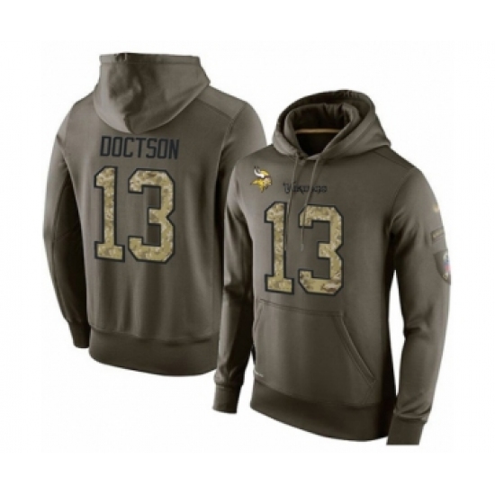 Football Men's Minnesota Vikings #13 Josh Doctson Green Salute To Service Pullover Hoodie - Jersey