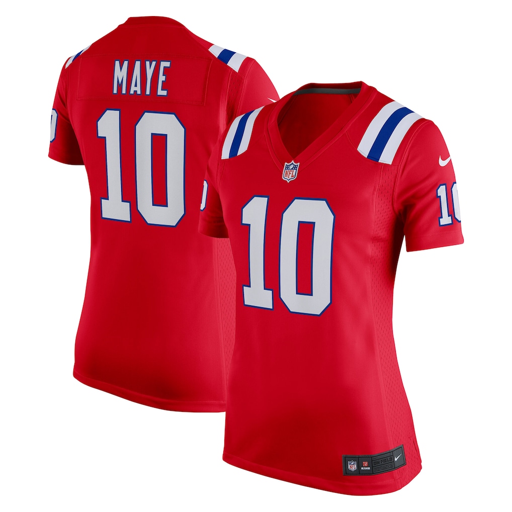 Women's New England Patriots Drake Maye Nike Red Alternate Game Jersey - Jersey