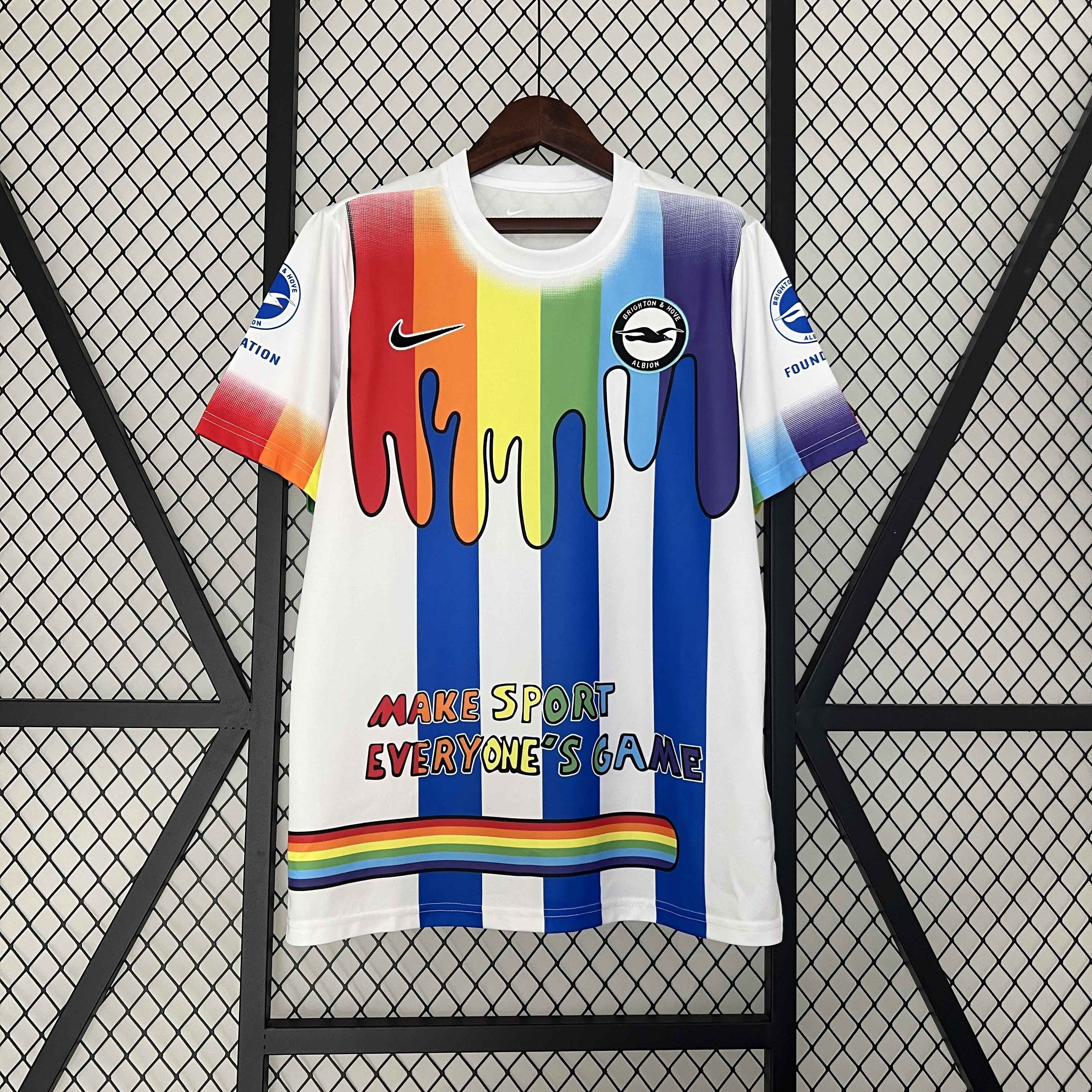 Brighton & Hove Albion Football Jersey Rainbow Laces Pre-Match Custom Shirt 2024/25 - Jersey