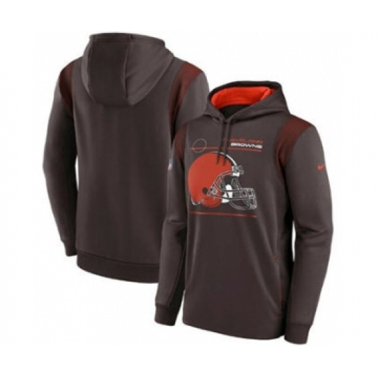 Men's Cleveland Browns 2021 Navy Sideline Logo Performance Pullover Hoodie - Jersey