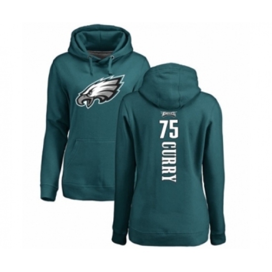 Women's Philadelphia Eagles #75 Vinny Curry Green Backer Pullover Hoodie - Jersey