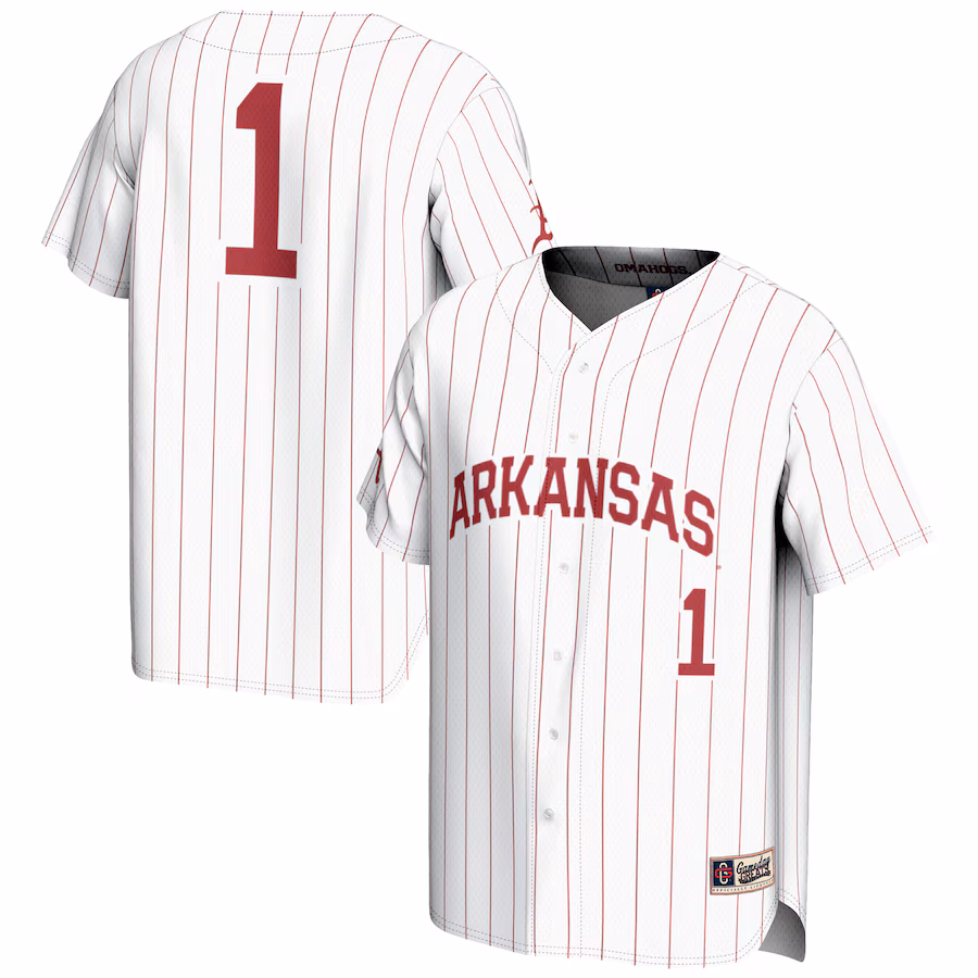 Men's GameDay Greats #1 White Arkansas Razorbacks Lightweight Baseball Jersey - Jersey