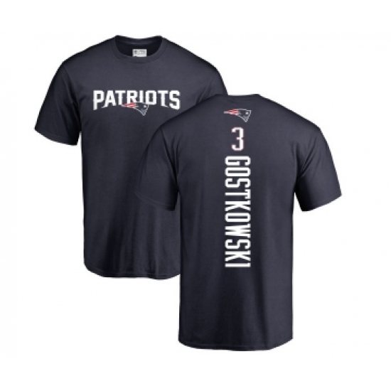 Football New England Patriots #3 Stephen Gostkowski Navy Blue Backer T-Shirt - Jersey