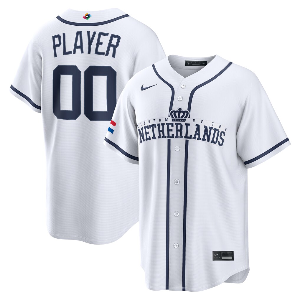 Men's Netherlands Baseball Nike White 2026 World Baseball Classic Home Pick-A-Player Jersey - Jersey