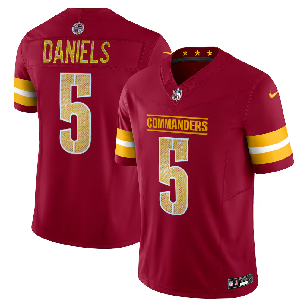 [Diamond-Studded Collector's Edition] Jayden Daniels Washington Commanders Nike Vapor F.U.S.E. Limited Jersey - Burgundy - Jersey
