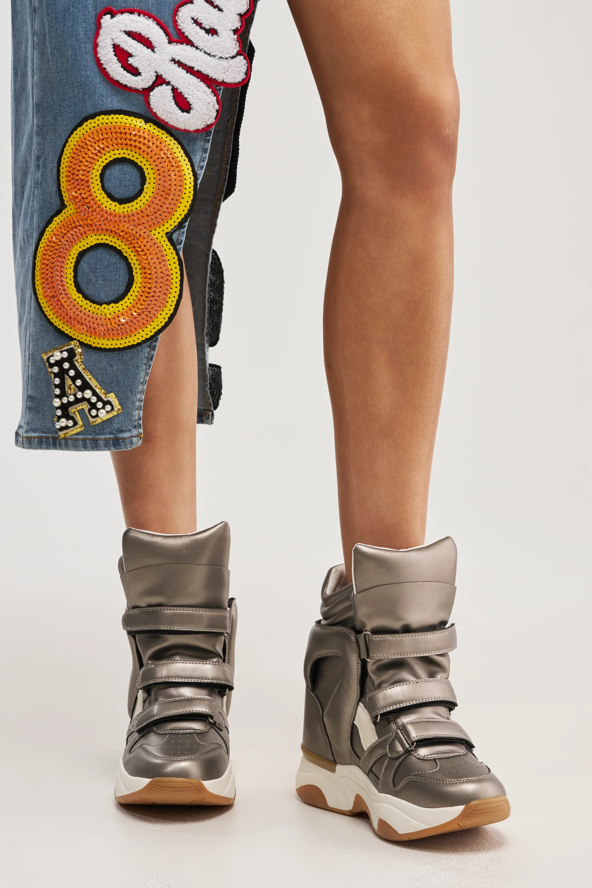 AZALEA WANG MARANTO PEWTER WEDGE SNEAKER - Akira Wear