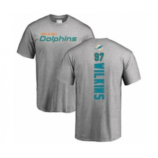 Football Miami Dolphins #97 Christian Wilkins Ash Backer T-Shirt - Jersey