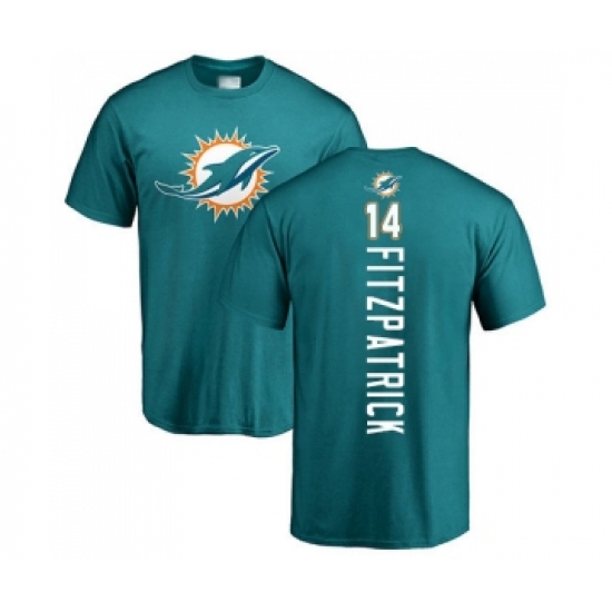 Football Miami Dolphins #14 Ryan Fitzpatrick Aqua Green Backer T-Shirt - Jersey
