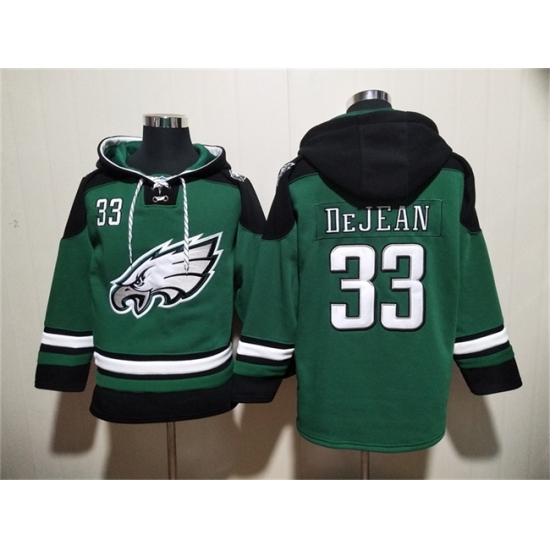 Men's Philadelphia Eagles #33 Cooper DeJean Green Ageless Must-Have Lace-Up Pullover Hoodie - Jersey