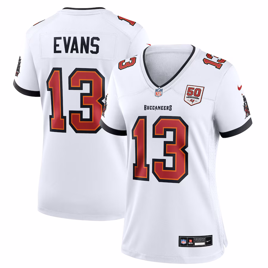 Women's Tampa Bay Buccaneers Mike Evans Nike White 50th Anniversary Game Jersey - Jersey