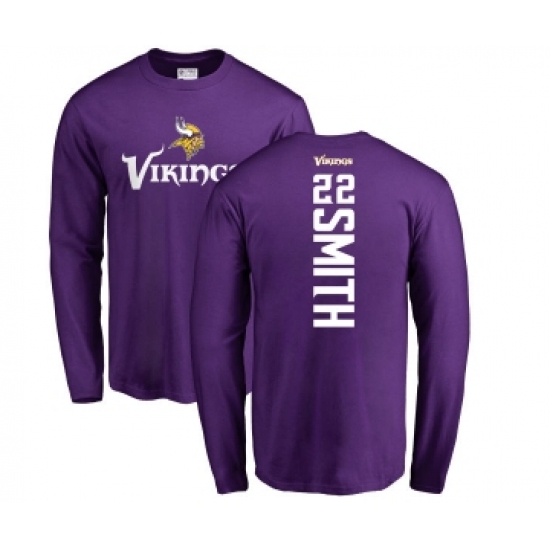 Football Minnesota Vikings #22 Harrison Smith Purple Backer Long Sleeve T-Shirt - Jersey