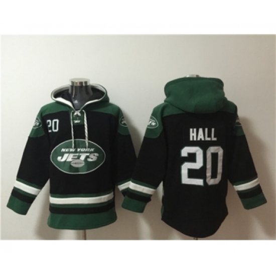 Men's New York Jets #20 Breece Hall Black Ageless Must-Have Lace-Up Pullover Hoodie - Jersey