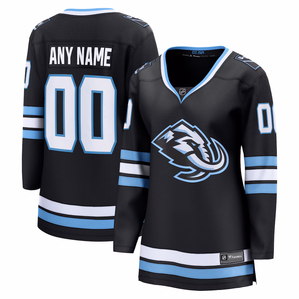Women's Utah Mammoth Fanatics Black Home Breakaway Custom Jersey - Jersey