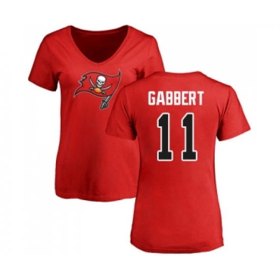 Football Women's Tampa Bay Buccaneers #11 Blaine Gabbert Red Name & Number Logo T-Shirt - Jersey