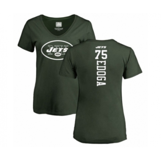 Football Women's New York Jets #75 Chuma Edoga Green Backer T-Shirt - Jersey