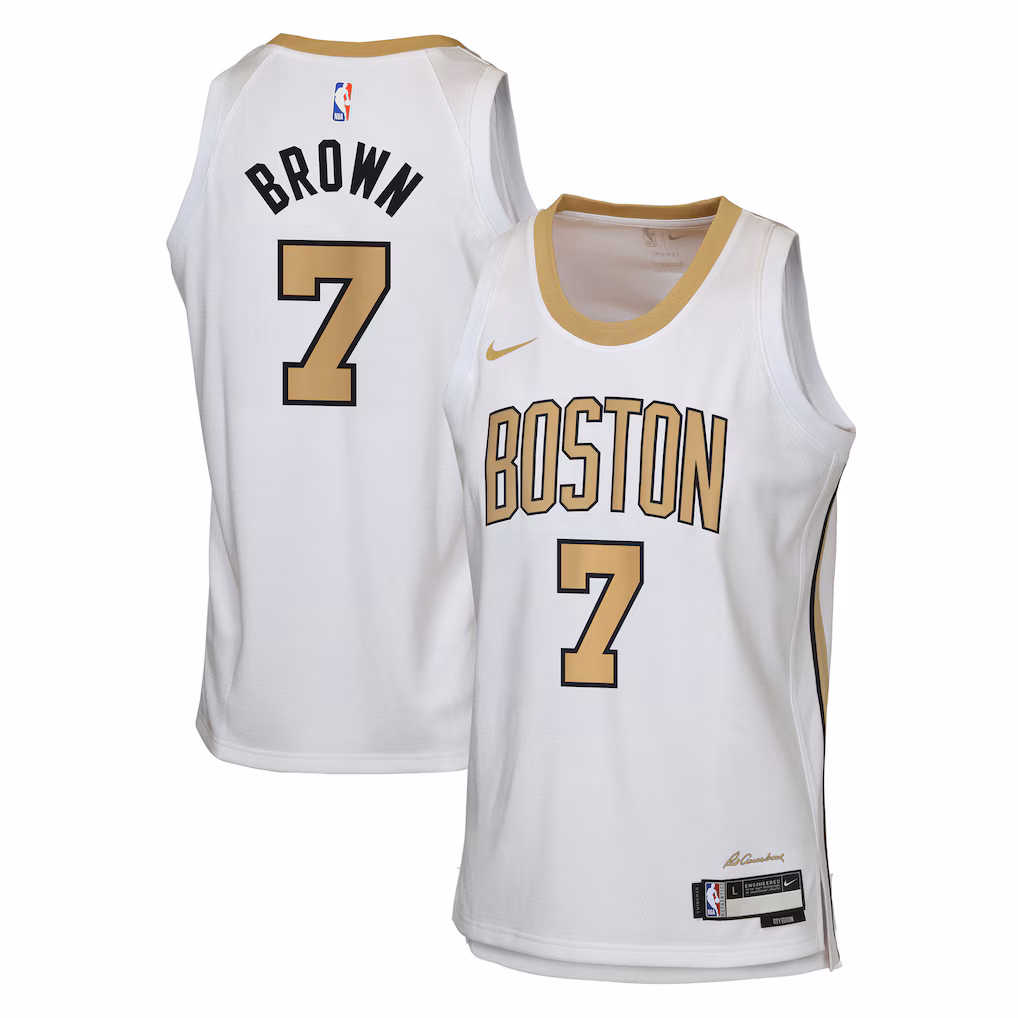 Youth Boston Celtics Jaylen Brown Nike White 2025/26 City Edition Swingman Jersey - Jersey