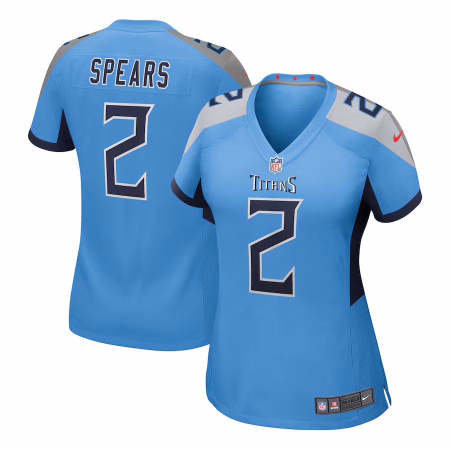 Women's Tennessee Titans Tyjae Spears Nike Light Blue Team Game Jersey - Jersey